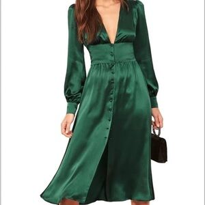 Reformation Nicola Dress Emerald Green